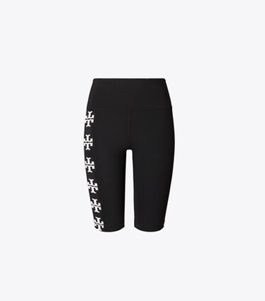 Tory Sport designer pantaloni Shorts da ciclista con logo a T in Black T Logo Row front