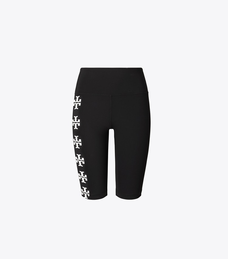 Tory Sport designer pantaloni Shorts da ciclista con logo a T in Black T Logo Row front