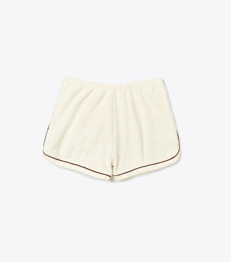 Tory Burch designer copricostume Shorts in spugna jacquard in French Cream front