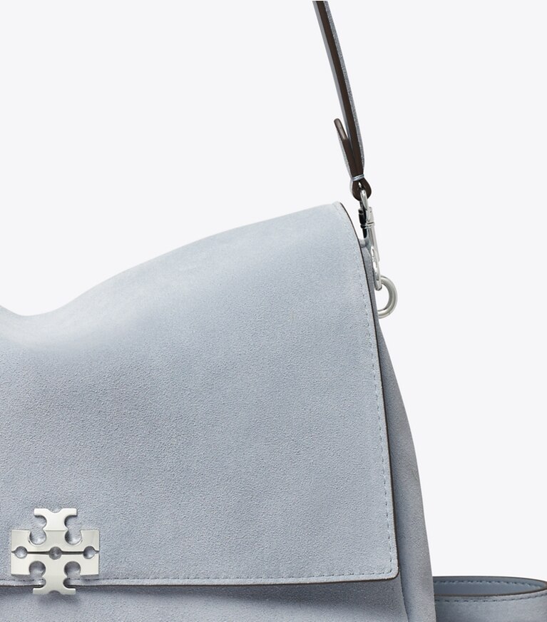 Tory Burch designer borse a tracolla Shoulder bag Charlie in suede in Vapor Blue dettaglio