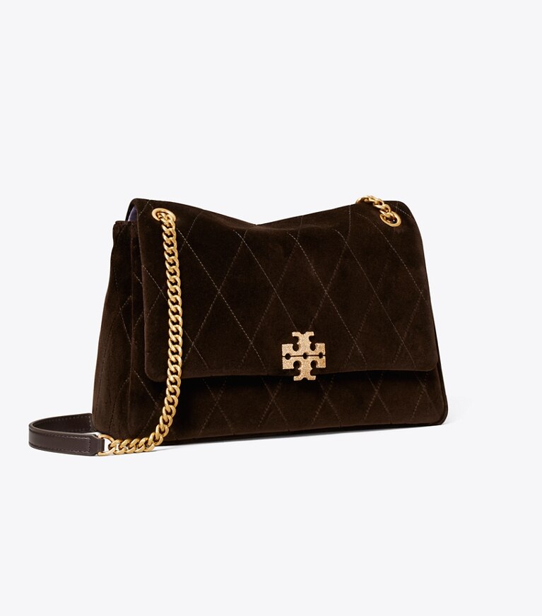 Tory Burch designer borse a tracolla Shoulder bag Charlie in velluto matelassé in Chestnut angle
