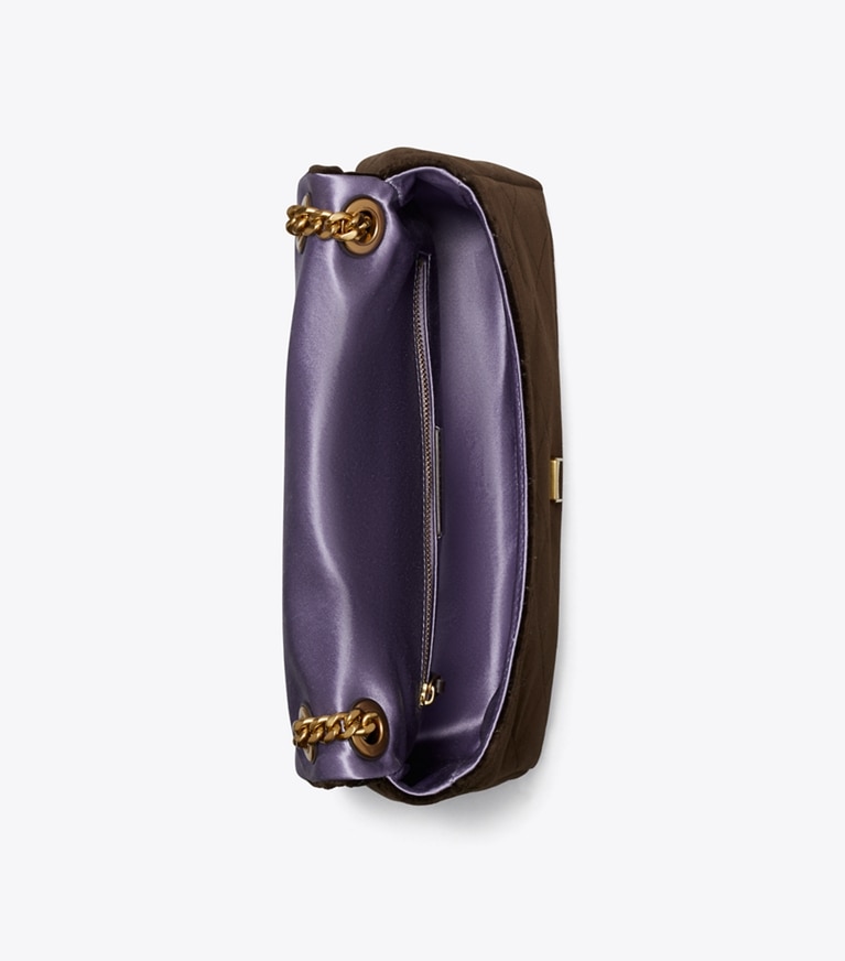 Tory Burch designer borse a tracolla Shoulder bag Charlie in velluto matelassé in Chestnut superiore