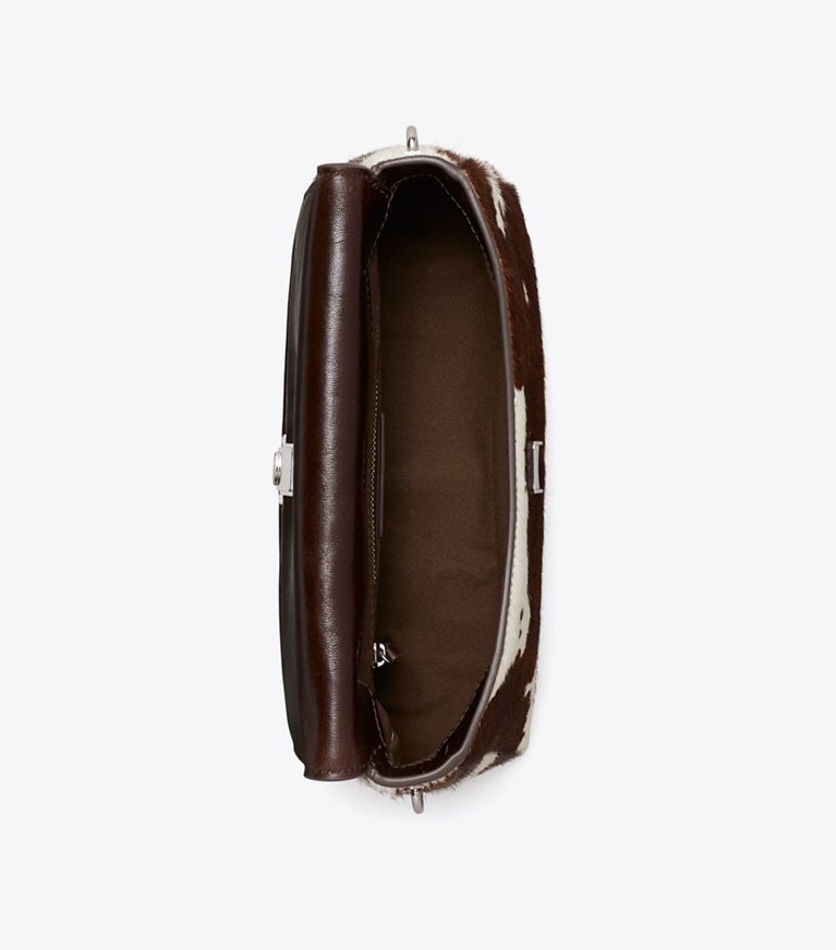 Tory Burch designer borse a tracolla Shoulder bag Charlie piccola in pelle di vitello in Mocha Brown / Shea Butter superiore