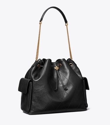 Tory Burch designer borse a tracolla Shoulder bag Charlie trapuntata grande con coulisse in Black angle