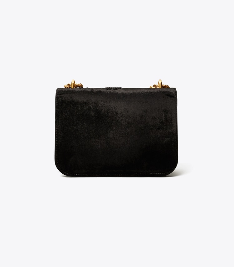 Tory Burch designer borse a tracolla Shoulder bag convertibile Eleanor piccola in velluto ricamato in Black / Black indietro