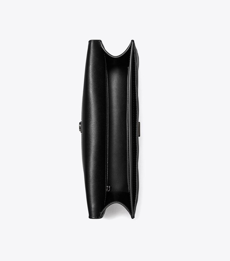 Tory Burch designer borse a tracolla Shoulder bag convertibile Fleming in pelle pieno fiore lucida in Black/Black angle