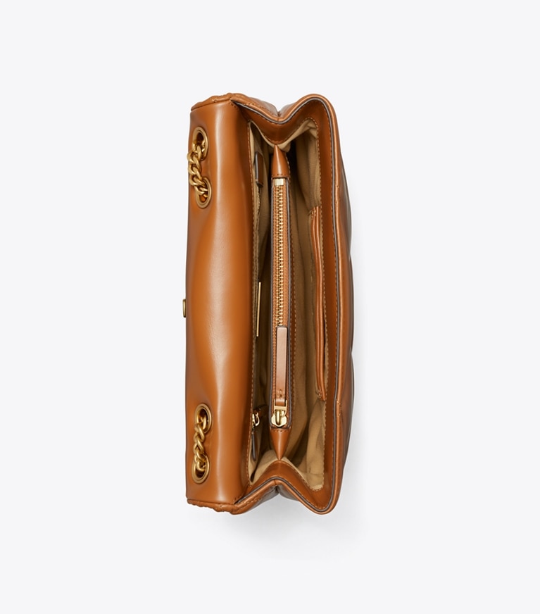 Tory Burch designer borse a tracolla Shoulder bag convertibile Kira con trapuntatura a diamante in Classic Chestnut superiore