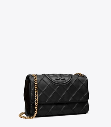 Tory Burch designer borse a tracolla Shoulder bag Fleming convertibile morbida in Black angle