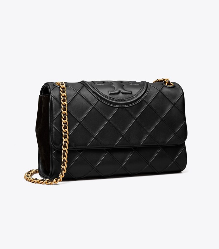 Tory Burch designer borse a tracolla Shoulder bag Fleming convertibile morbida in Black angle