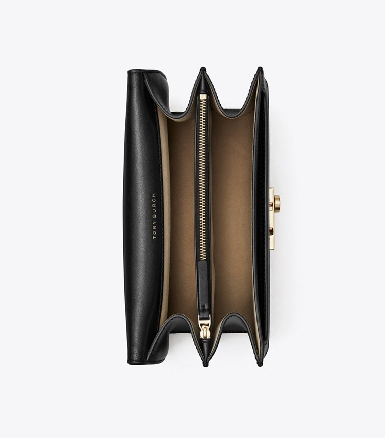 Tory Burch designer borse a tracolla Shoulder bag in pelle T monogram in Black angle
