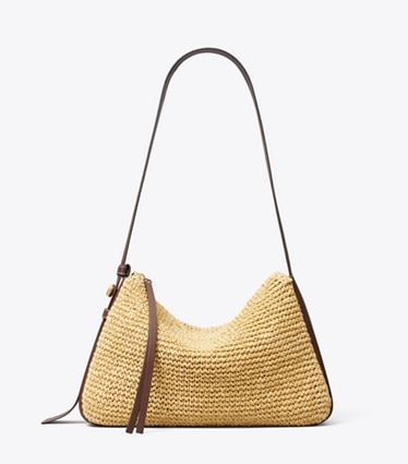Tory Burch designer borse a tracolla Shoulder bag intrecciata Romy in Natural front