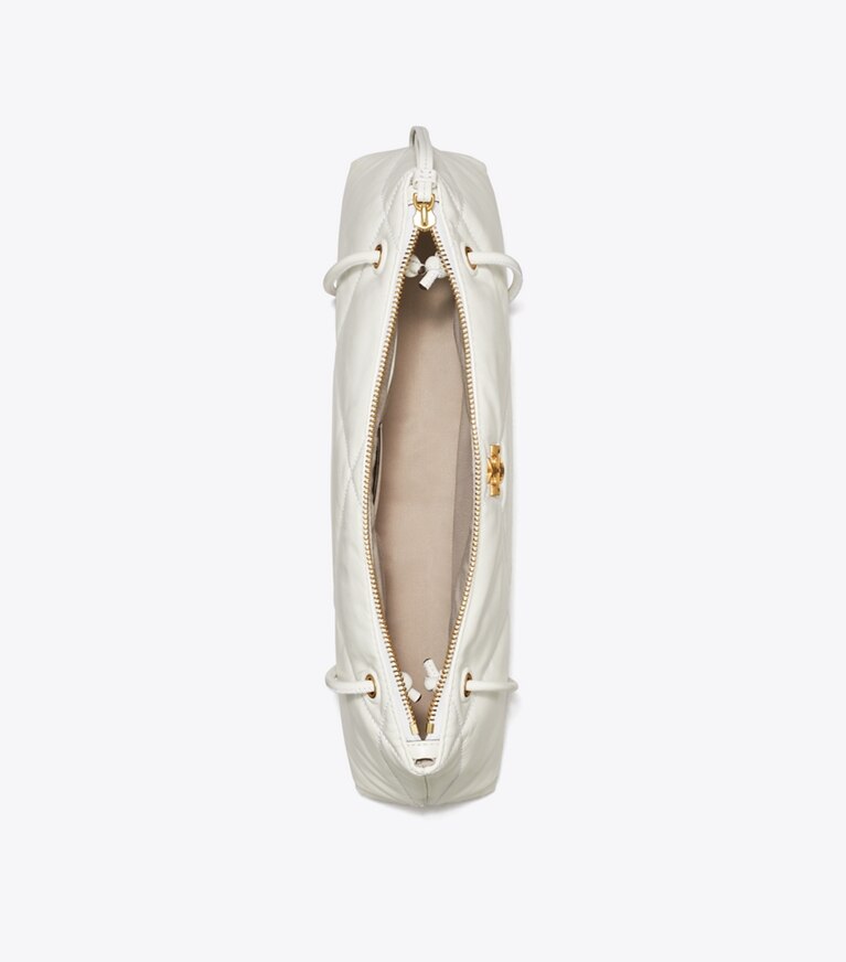 Tory Burch designer borse a tracolla Shoulder bag Kira East-West con trapuntatura a diamante in Blanc angle