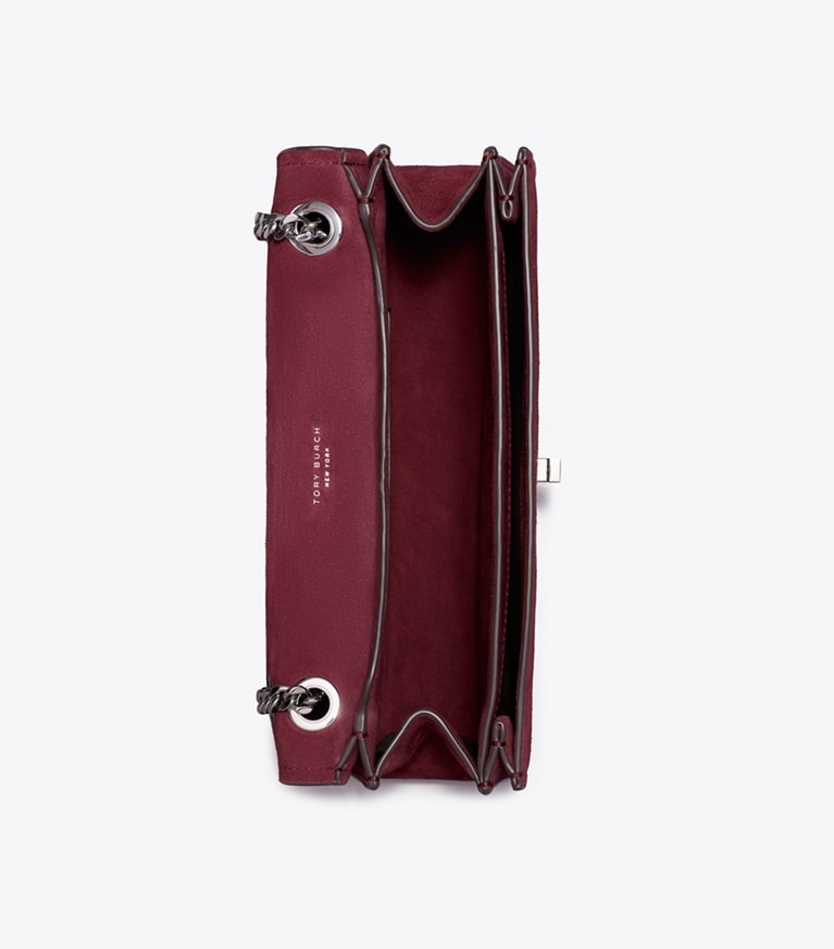 Tory Burch designer borse a tracolla Shoulder bag Kira in suede con dettaglio a girello in Merlot superiore