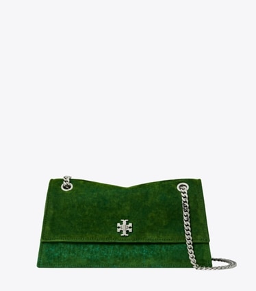Tory Burch designer borse a tracolla Shoulder Bag Kira Turnlock floccata in Soft Emerald front