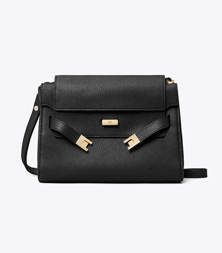 Tory Burch designer borse a tracolla Shoulder bag Lee Radziwill in pelle martellata in Black angle