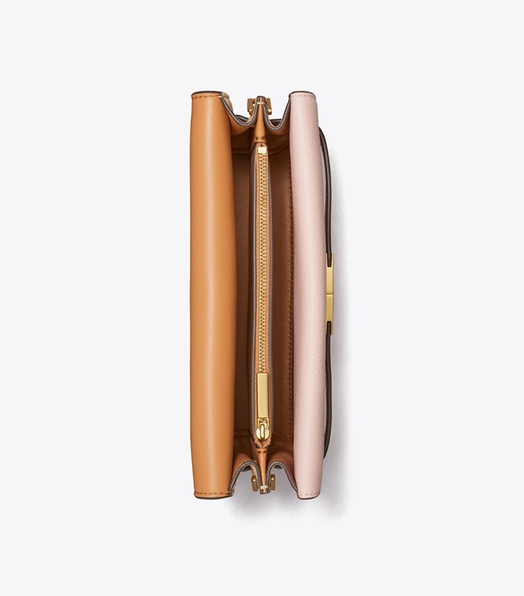 Tory Burch designer borse a tracolla Shoulder bag Lee Radziwill in pelle martellata in Pink Sand superiore