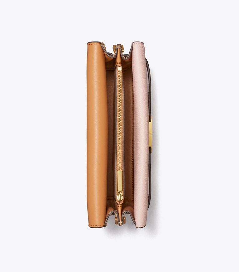Tory Burch designer borse a tracolla Shoulder bag Lee Radziwill in pelle martellata in Pink Sand angle