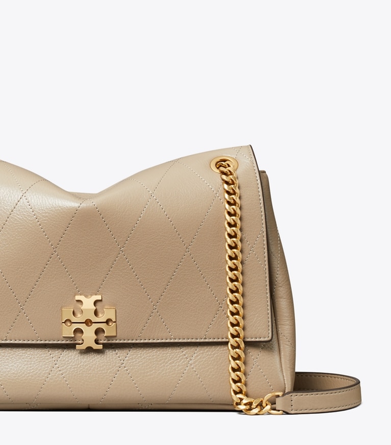 Tory Burch designer borse a tracolla Shoulder bag matelassé Charlie in Soft Cement dettaglio