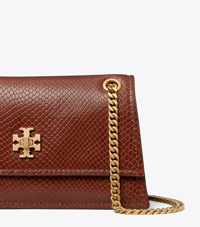 Tory Burch designer borse a tracolla Shoulder bag Mini Kira Turnlock con effetto serpente in rilievo in Sweet Maple dettaglio