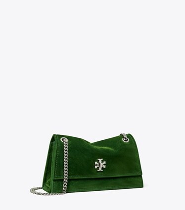 Tory Burch designer borse a tracolla Shoulder bag Mini Kira Turnlock floccata in Emerald angle