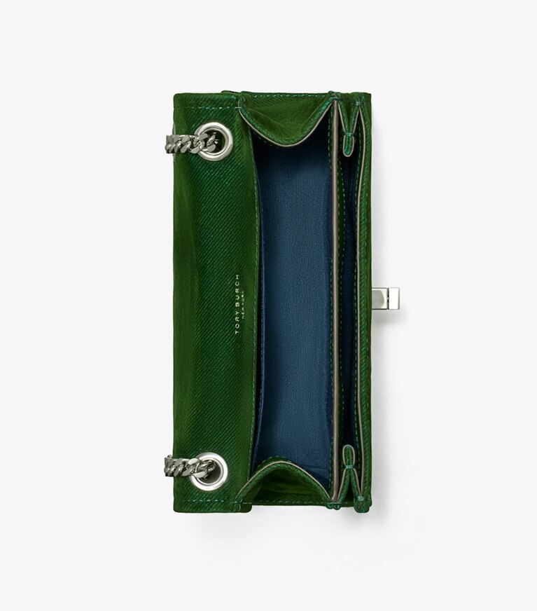 Tory Burch designer borse a tracolla Shoulder bag Mini Kira Turnlock floccata in Emerald angle