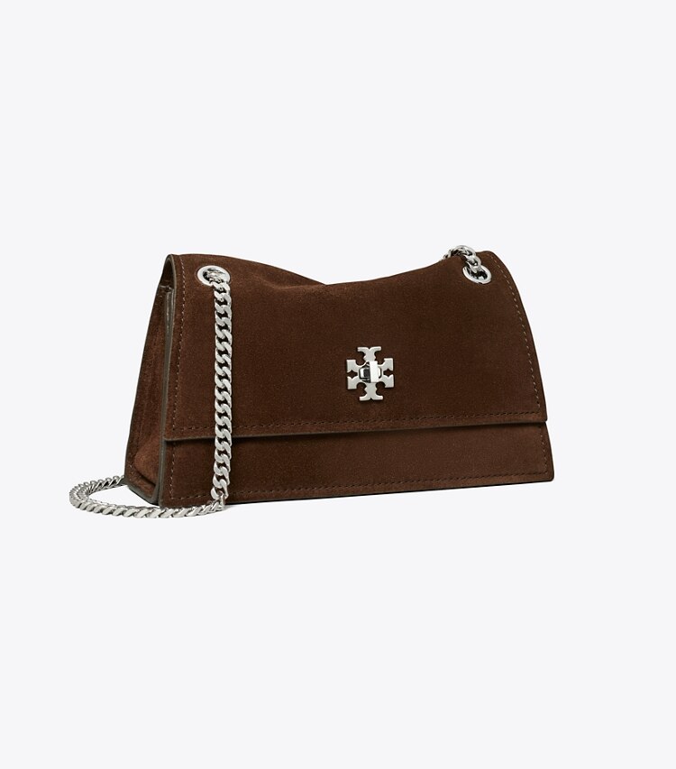 Tory Burch designer borse a tracolla Shoulder bag Mini Kira Turnlock in suede in Dark Cocoa angle