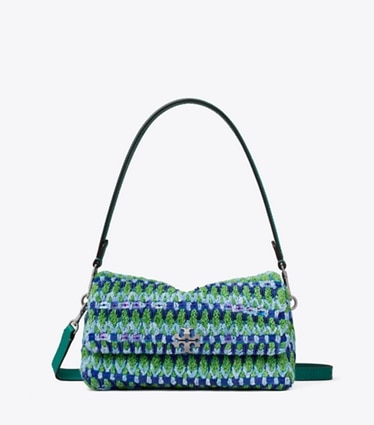 Tory Burch designer borse a tracolla Shoulder bag piccola Charlie con perline in Blue Multi front