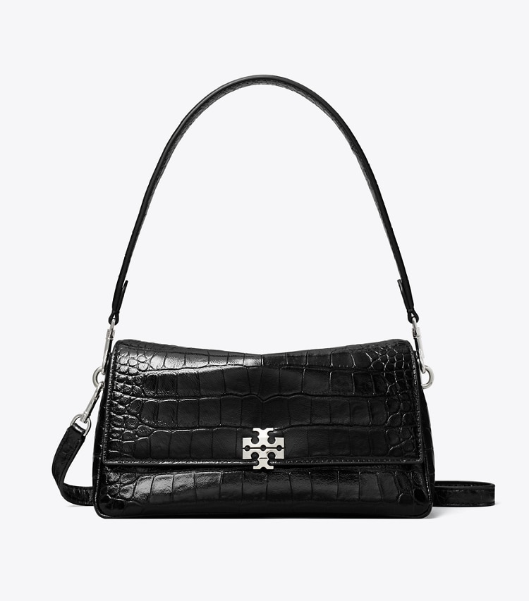 Tory Burch designer borse a tracolla Shoulder bag piccola Charlie con rilievo effetto coccodrillo in Black front