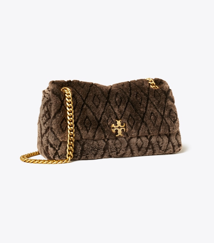 Tory Burch designer borse a tracolla Shoulder bag piccola Charlie in shearling in Cocoa angle