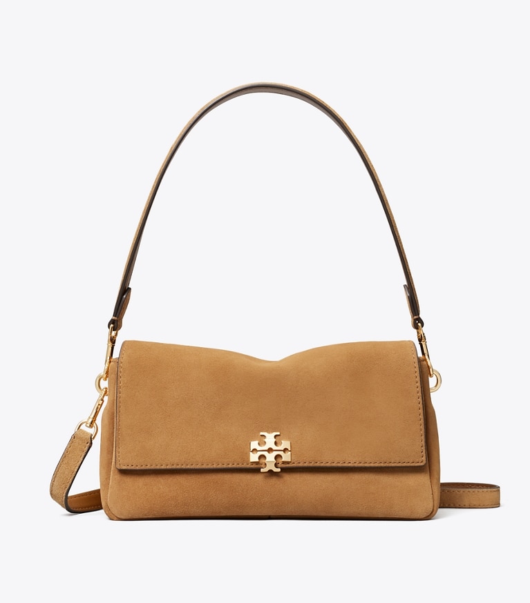 Tory Burch designer borse a tracolla Shoulder bag piccola Charlie in suede in Toffee front