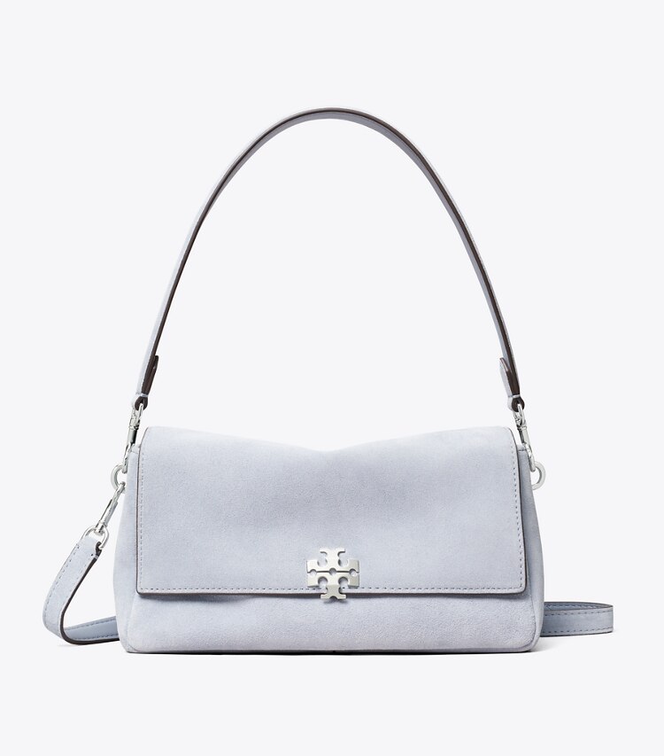 Tory Burch designer borse a tracolla Shoulder bag piccola Charlie in suede in Light Blue front