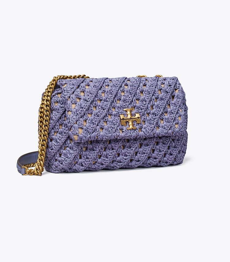 Tory Burch designer borse a tracolla Shoulder Bag piccola convertibile Kira all’uncinetto in Dark Lotus angle