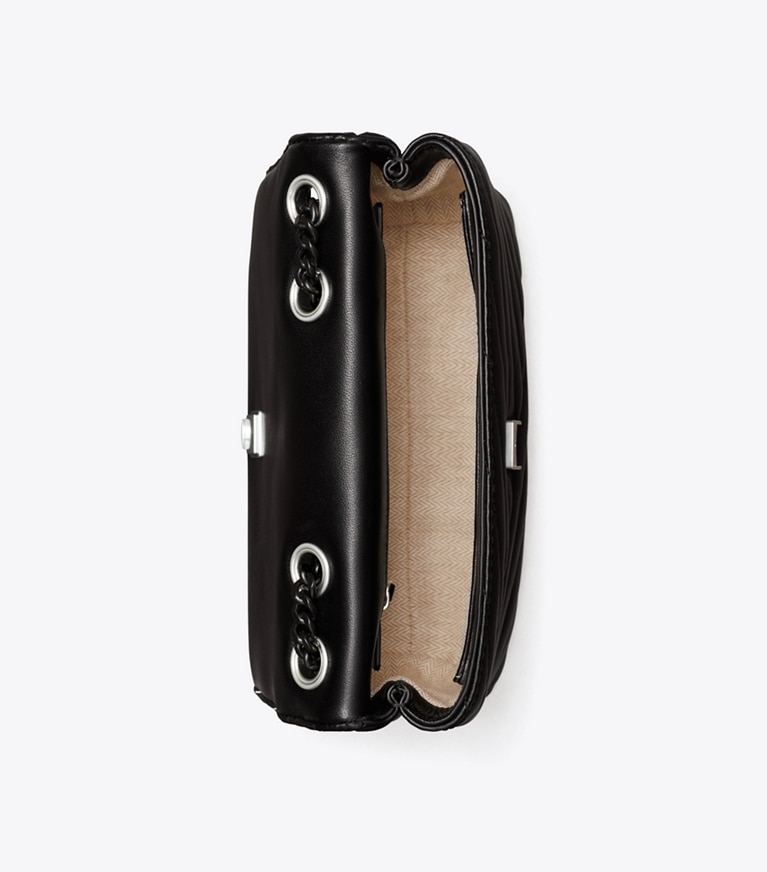 Tory Burch designer borse a tracolla Shoulder bag piccola convertibile Kira Chevron  in Black / Silver angle