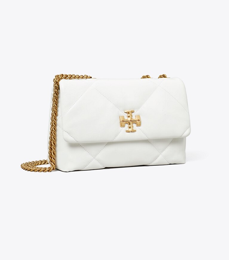 Tory Burch designer borse a tracolla Shoulder bag piccola convertibile Kira con trapuntatura a diamante in Blanc angle