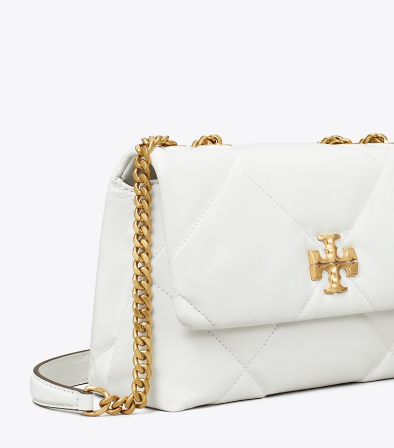 Tory Burch designer borse a tracolla Shoulder bag piccola convertibile Kira con trapuntatura a diamante in Blanc angle