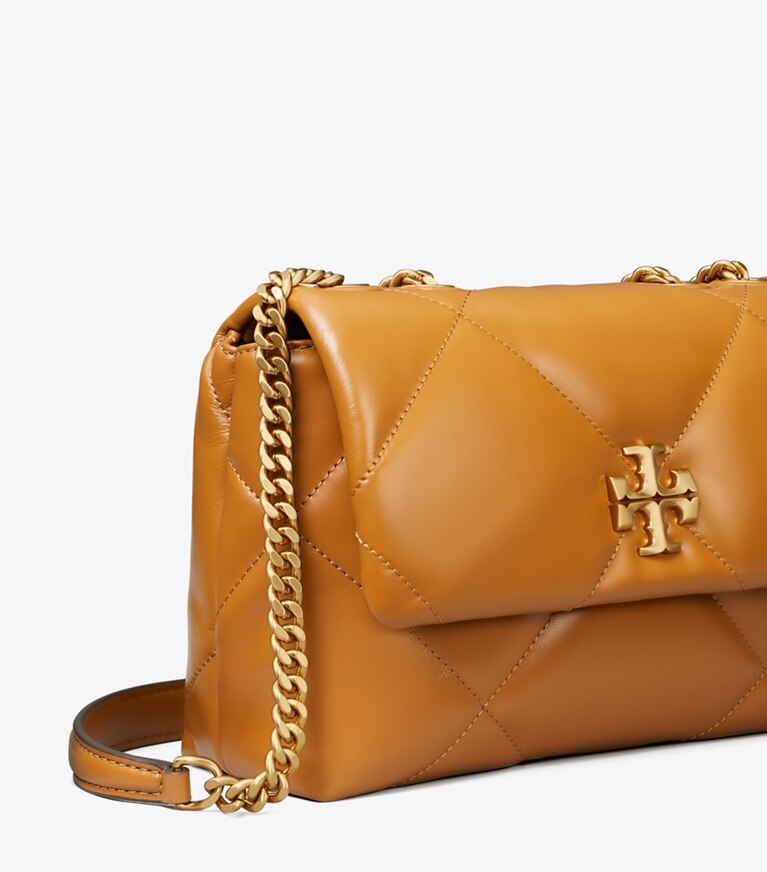 Tory Burch designer borse a tracolla Shoulder bag piccola convertibile Kira con trapuntatura a diamante in Classic Chestnut dettaglio