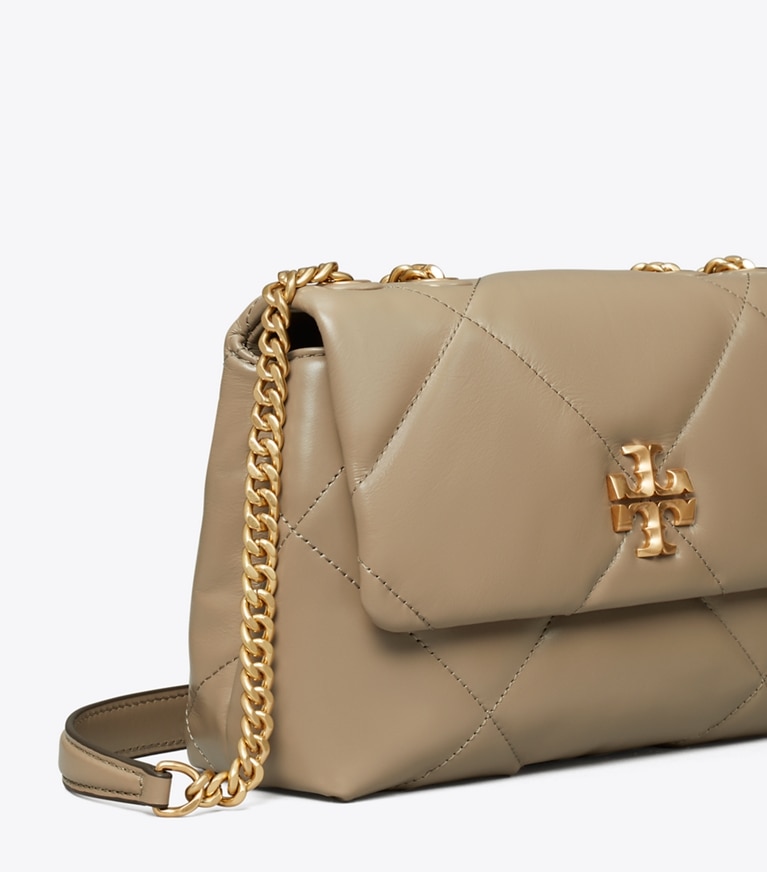 Tory Burch designer borse a tracolla Shoulder bag piccola convertibile Kira con trapuntatura a diamante in Taupe Oak angle