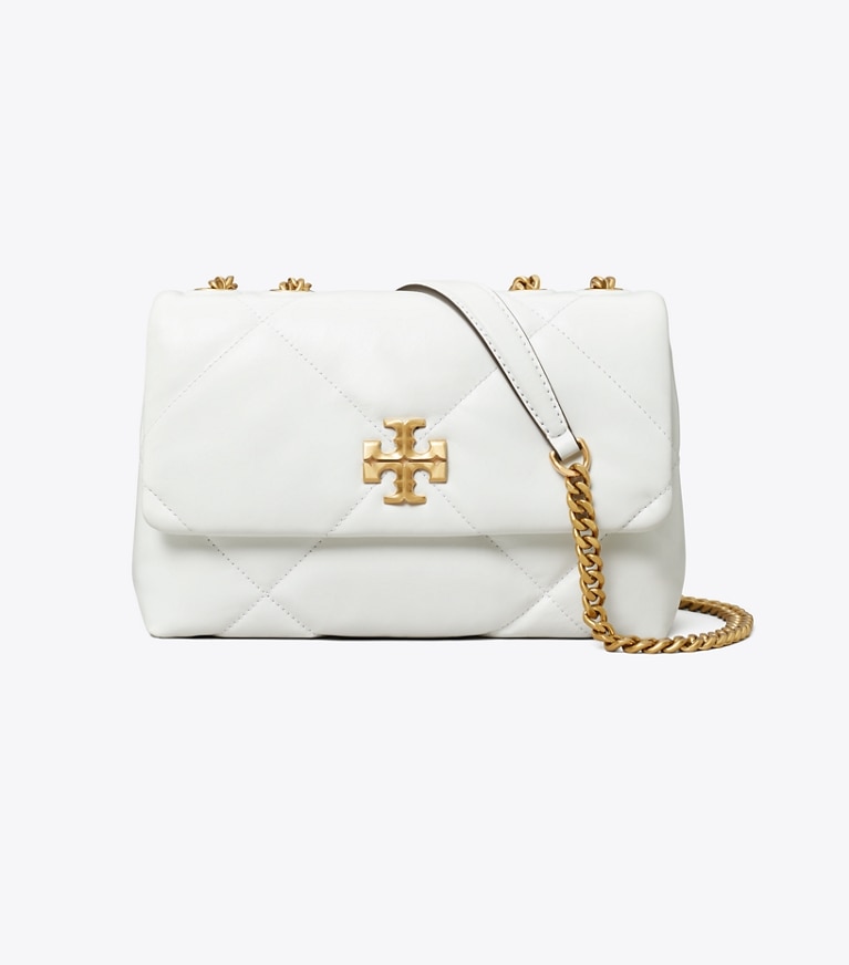 Tory Burch designer borse a tracolla Shoulder bag piccola convertibile Kira con trapuntatura a diamante in Blanc angle