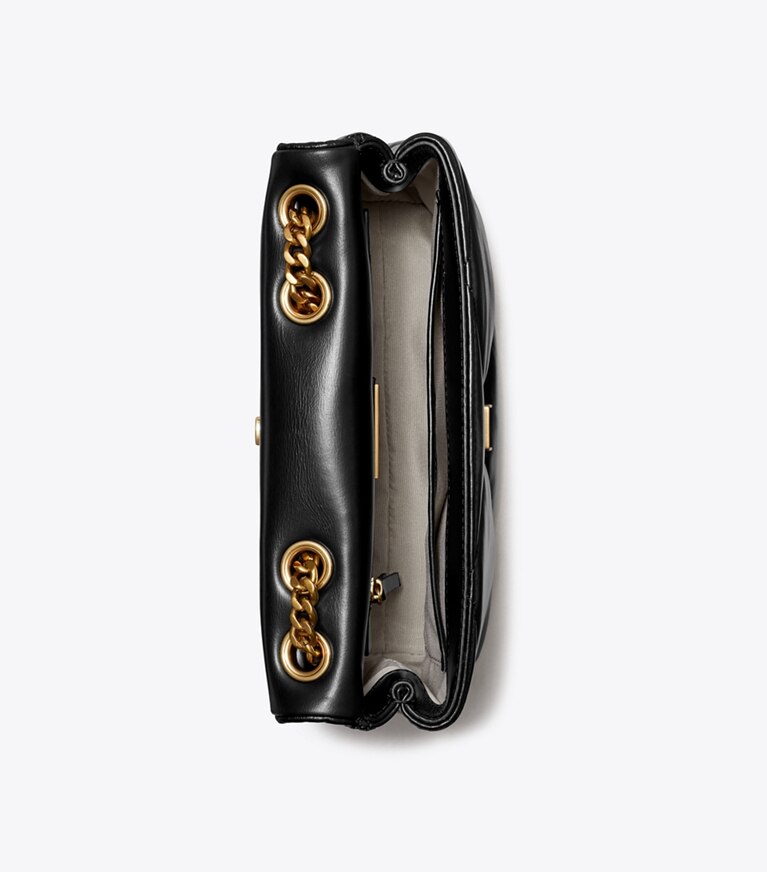 Tory Burch designer borse a tracolla Shoulder bag piccola convertibile Kira con trapuntatura a diamante in Black angle