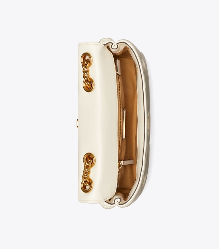 Tory Burch designer borse a tracolla Shoulder bag piccola convertibile Kira con trapuntatura a diamante in Warm White angle