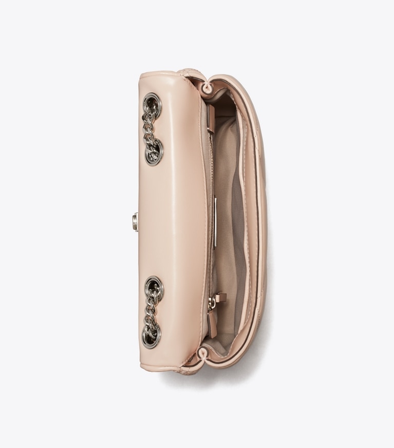 Tory Burch designer borse a tracolla Shoulder bag piccola convertibile Kira con trapuntatura a diamante in Soft Pink angle