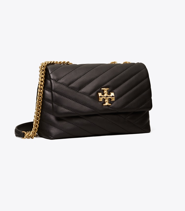 Tory Burch designer borse a tracolla Shoulder Bag piccola convertibile Kira in chevron in Black angle