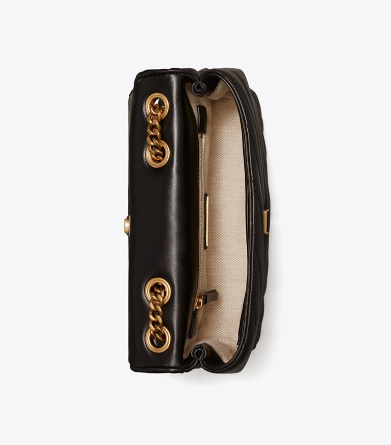 Tory Burch designer borse a tracolla Shoulder Bag piccola convertibile Kira in chevron in Black angle