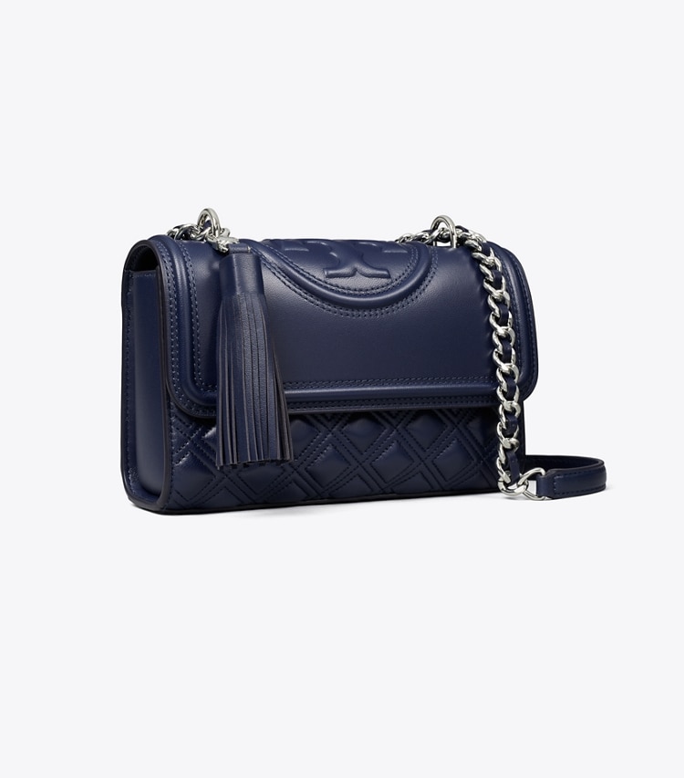 Tory Burch designer borse a tracolla Shoulder bag piccola Fleming convertibile in Royal Navy angle