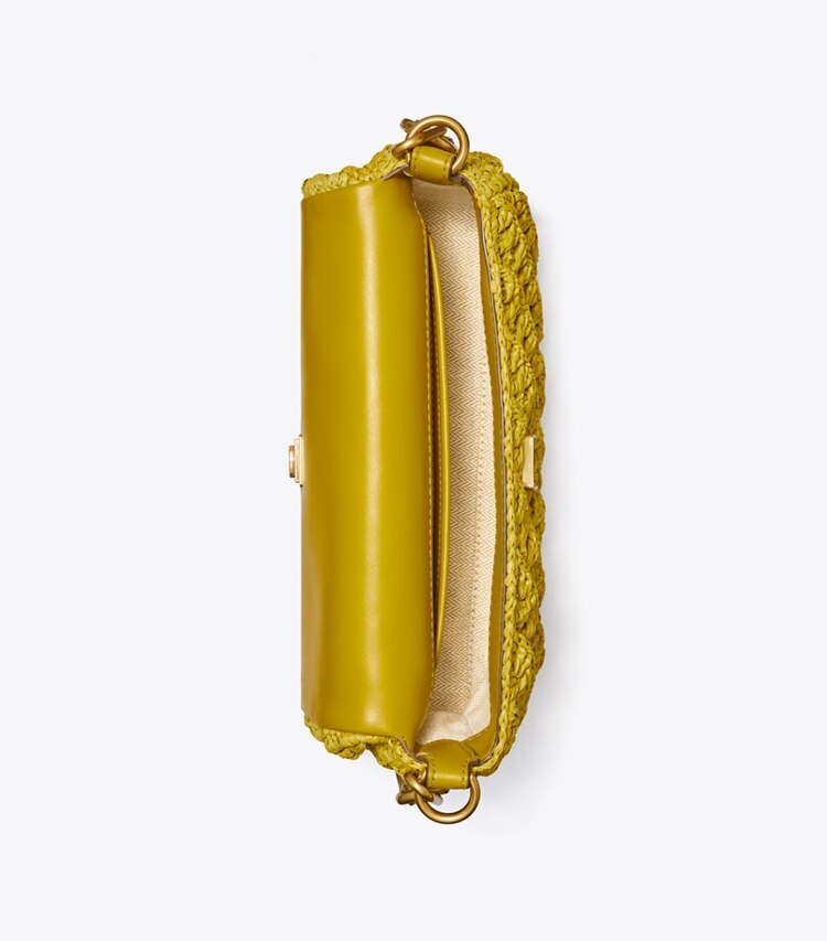 Tory Burch designer borse a tracolla Shoulder Bag piccola Kira con pattina all’uncinetto in ISLAND PALM superiore