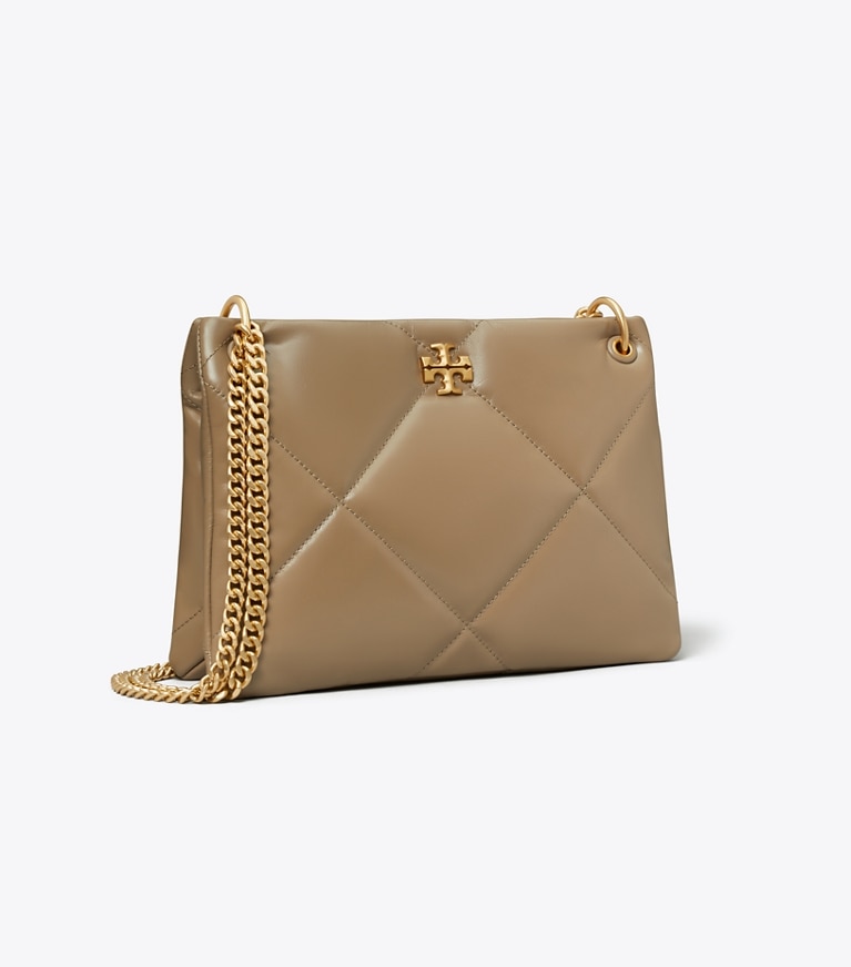 Tory Burch designer borse a tracolla Shoulder bag piccola Kira con trapuntatura a diamante in Taupe Oak angle