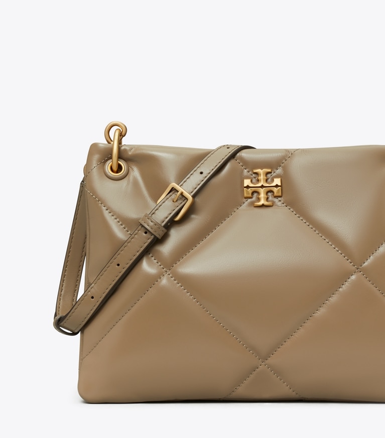 Tory Burch designer borse a tracolla Shoulder bag piccola Kira con trapuntatura a diamante in Taupe Oak angle