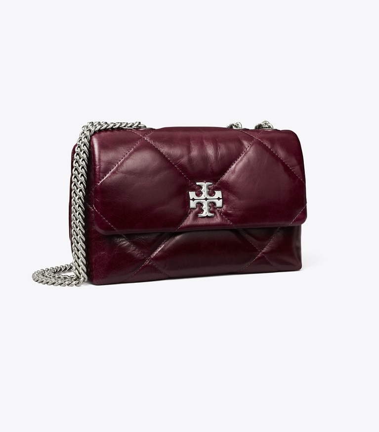 Tory Burch designer borse a tracolla Shoulder bag piccola Kira con trapuntatura a diamante effetto consumato in Dark Carmine angle