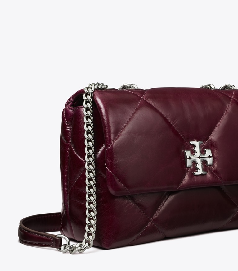 Tory Burch designer borse a tracolla Shoulder bag piccola Kira con trapuntatura a diamante effetto consumato in Dark Carmine angle