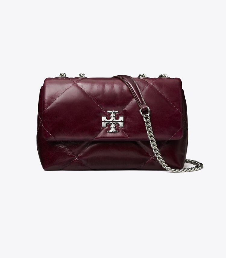 Tory Burch designer borse a tracolla Shoulder bag piccola Kira con trapuntatura a diamante effetto consumato in Dark Carmine front